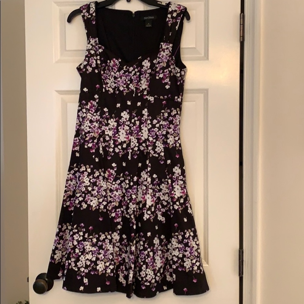 White House Black Market Floral Print Flare Dress
